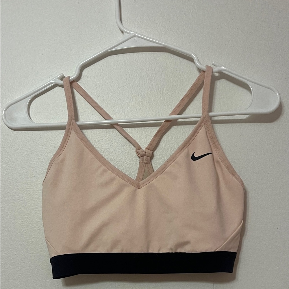NIKE Dri-Fit Baby Pink and Black V Neck Sports Bra